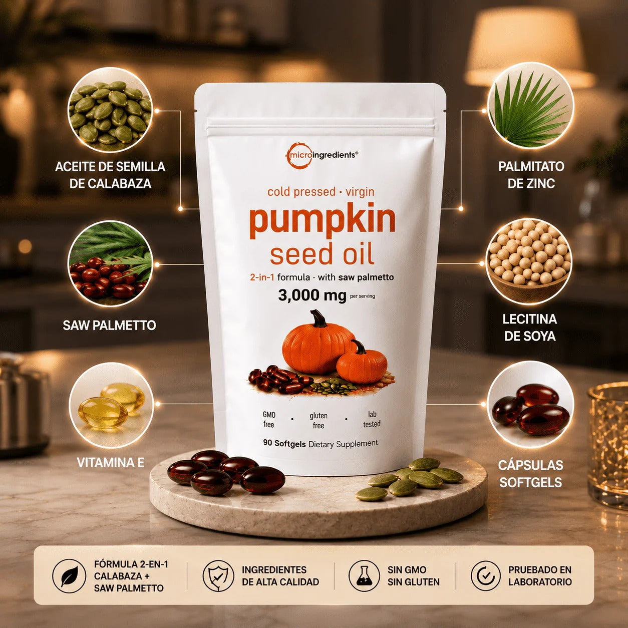 Pumpkin Seed Oil Microingredients® - Apoya tu Salud Prostática y fortalece tu cabello