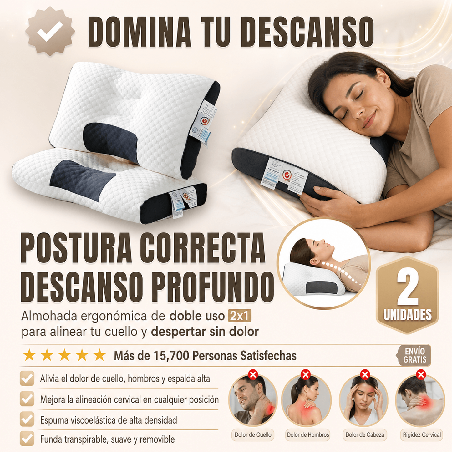 ErgoSueño® Almohada Cervical Ortopédica
